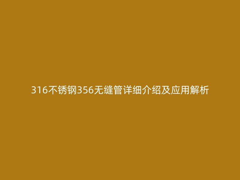316不銹鋼356無縫管詳細介紹及應用解析